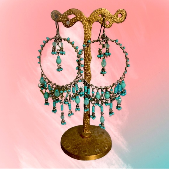 Turquoise Boho Style Chandelier Earrings - Picture 1 of 1